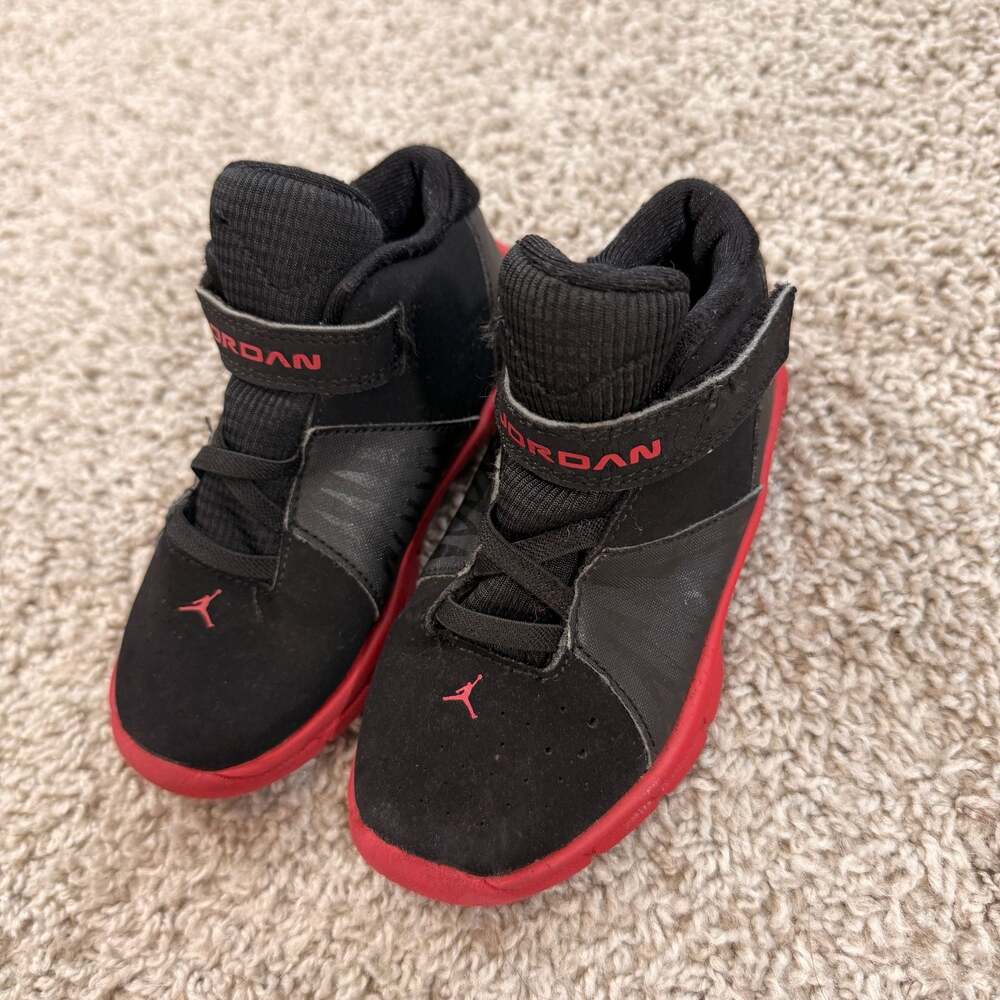 Jordan Toddler Shoes Size 9C Black Red Jumpman Strap Sneakers Kids